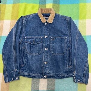 Vintage Nautica Denim Button Up Trucker Jacket Corduroy Collar Men’s